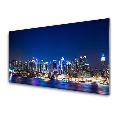 Panel Szklany do Kuchni Wieczorne Światła Miasta