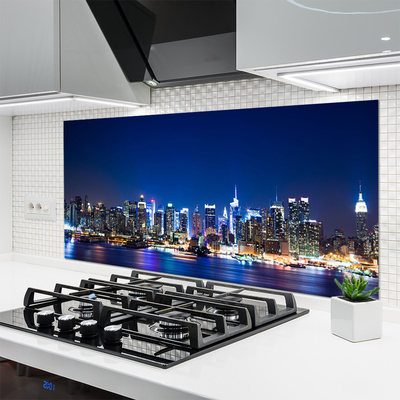 Panel Szklany do Kuchni Wieczorne Światła Miasta
