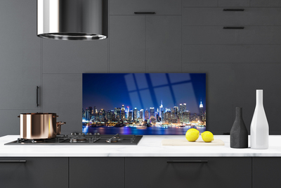 Panel Szklany do Kuchni Wieczorne Światła Miasta