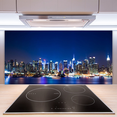 Panel Szklany do Kuchni Wieczorne Światła Miasta