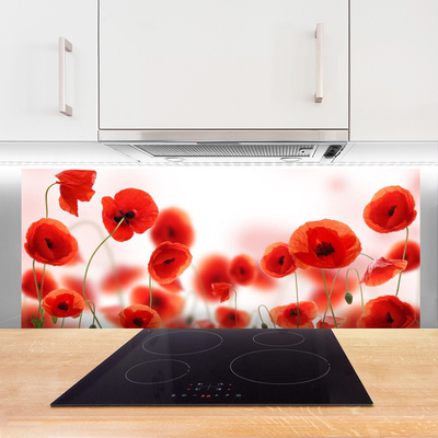 Panel Szklany do Kuchni Czerwone Maki W Polu