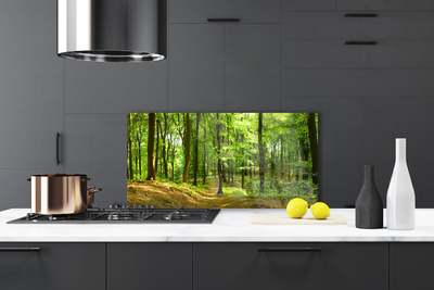 Szkło do Kuchni na Ścianę Ścieżka Przez Dziki Las