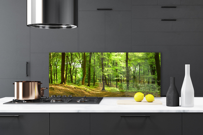 Szkło do Kuchni na Ścianę Ścieżka Przez Dziki Las