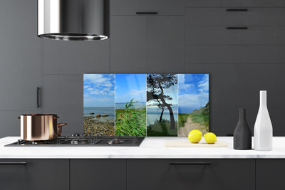 Szkło Dekoracyjne do Kuchni Samotne Drzewo Na Plaży