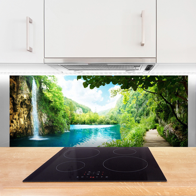 Panel Kuchenny Wodospad Wpadający Do Jeziora