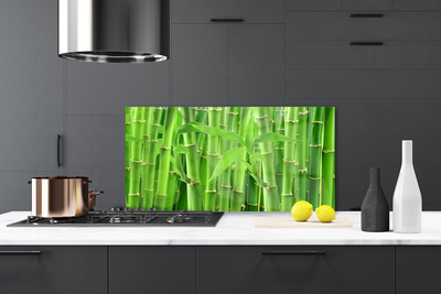 Szkło do Kuchni na Ścianę Kwiaty I Pędy Bambusa
