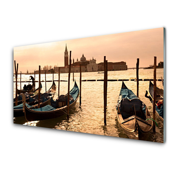 Szkło do Kuchni na Ścianę Łódź Rybacka Na Morzu