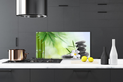 Szkło do Kuchni na Ścianę Egzotyka Bambusa I Kwiatów