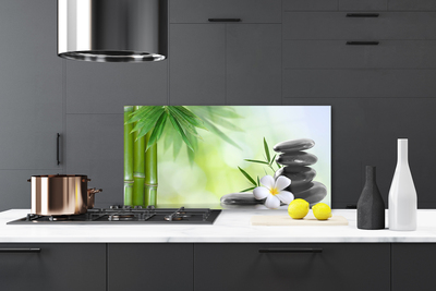 Szkło do Kuchni na Ścianę Egzotyka Bambusa I Kwiatów