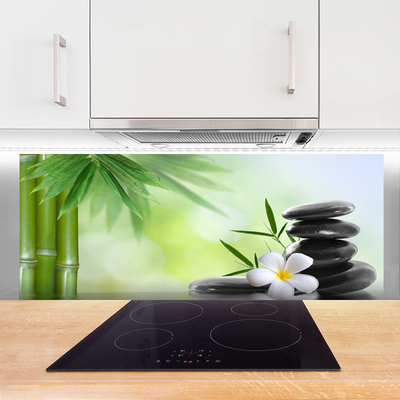 Szkło do Kuchni na Ścianę Egzotyka Bambusa I Kwiatów