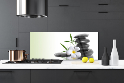 Szkło do Kuchni na Ścianę Kwiatowa Kompozycja Na Kamieniach