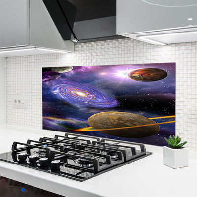 Panel Szklany do Kuchni Planety W Przestrzeni Kosmicznej