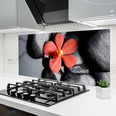 Panel Szklany do Kuchni Równowaga Zen: Kwiat I Skała