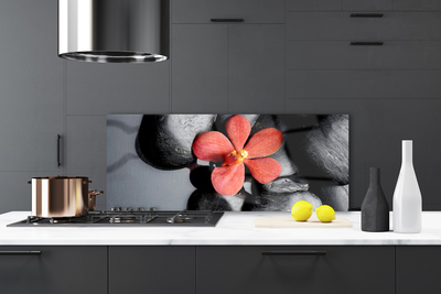 Panel Szklany do Kuchni Równowaga Zen: Kwiat I Skała