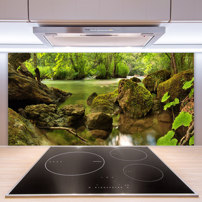 Panel Szklany do Kuchni Skała Nad Cichym Jeziorem