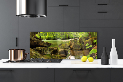 Panel Szklany do Kuchni Skała Nad Cichym Jeziorem