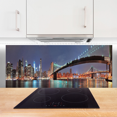 Szkło do Kuchni na Ścianę Most Nad Miejską Rzeką