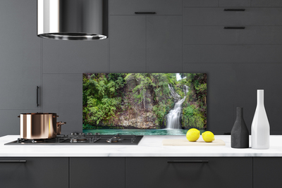 Szkło do Kuchni na Ścianę Kaskada Spływająca po Skale