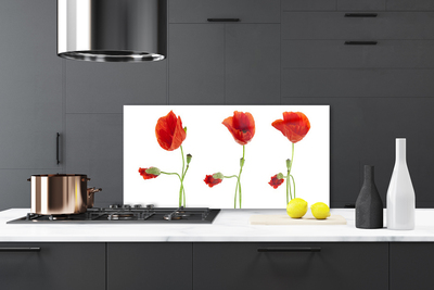 Szkło do Kuchni na Ścianę Czerwone Maki w Słońcu