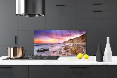 Szkło Dekoracyjne do Kuchni Skaliste Wybrzeże Oceanu