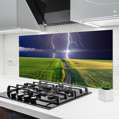 Szkło do Kuchni na Ścianę Potęga Burzy nad Polami