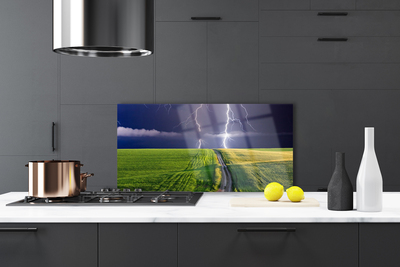Szkło do Kuchni na Ścianę Potęga Burzy nad Polami
