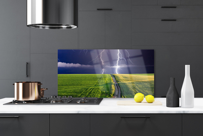 Szkło do Kuchni na Ścianę Potęga Burzy nad Polami