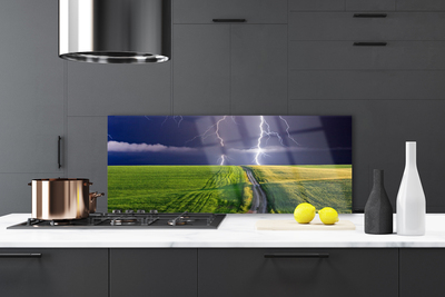 Szkło do Kuchni na Ścianę Potęga Burzy nad Polami