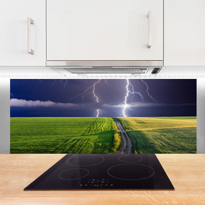 Szkło do Kuchni na Ścianę Potęga Burzy nad Polami