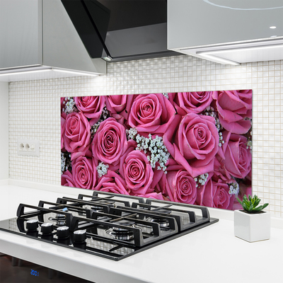Szkło do Kuchni na Ścianę Herbaciane Róże w Rozkwicie