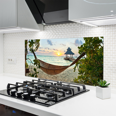 Szkło do Kuchni na Ścianę Relaks w Hamaku na Plaży