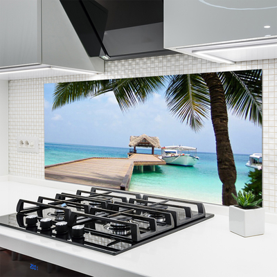 Szkło do Kuchni na Ścianę Stalowy Gigant nad Zatoką