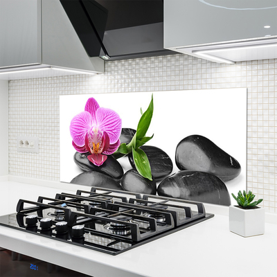 Szkło do Kuchni na Ścianę Wyciszenie Zen: Kwiat i Kamień