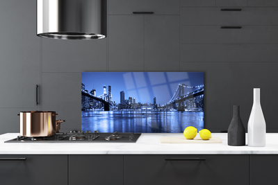 Panel Szklany Most nad Wieczornym Miastem