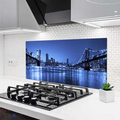 Panel Szklany Most nad Wieczornym Miastem