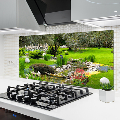 Szkło do Kuchni na Ścianę Kwitnący Ogród Marzeń