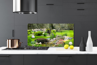 Szkło do Kuchni na Ścianę Kwitnący Ogród Marzeń