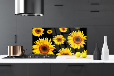 Panel Szklany do Kuchni Słoneczniki w Pełnym Słońcu