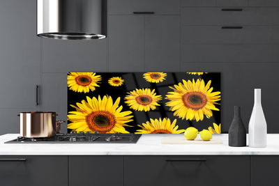 Panel Szklany do Kuchni Słoneczniki w Pełnym Słońcu