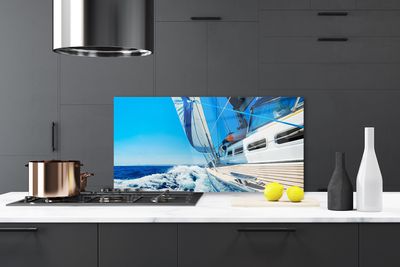 Panel Szklany do Kuchni Samotna Łódź na Falach