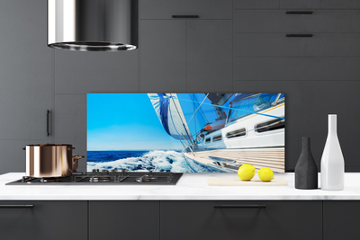 Panel Szklany do Kuchni Samotna Łódź na Falach