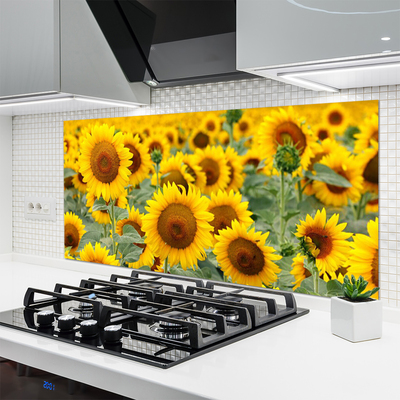 Panel Szklany Złociste Słoneczniki