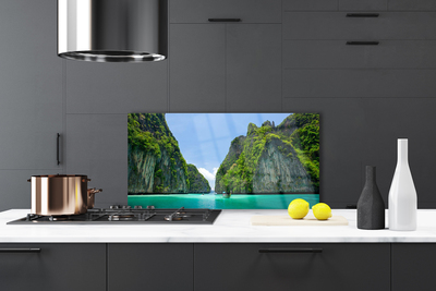 Dekor Szklany do Kuchni Błękitna Zatoka wśród Szczytów