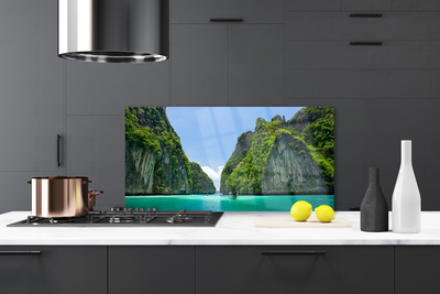 Dekor Szklany do Kuchni Błękitna Zatoka wśród Szczytów