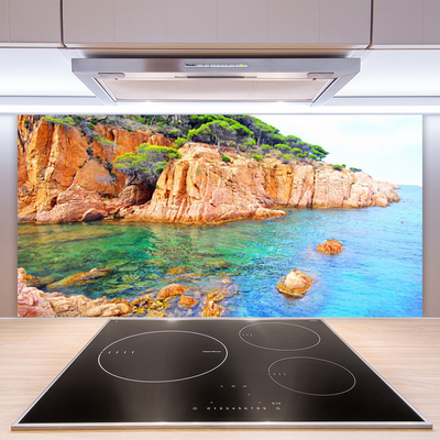 Szkło nad Blatem Fale Rozbijające się o Skały