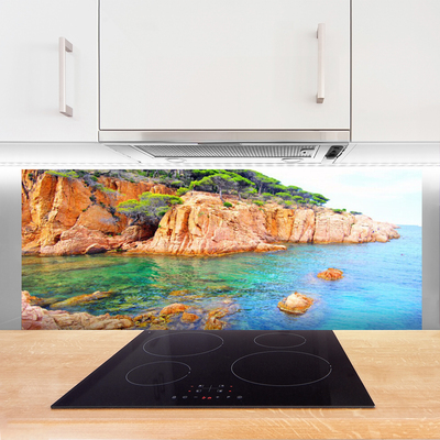 Szkło nad Blatem Fale Rozbijające się o Skały