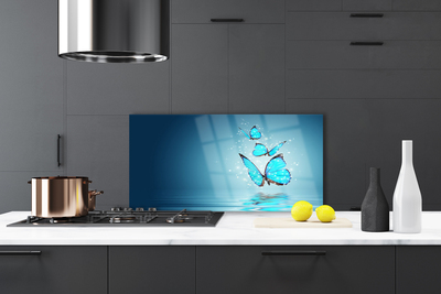 Panel Szklany Błękitne Motyle nad Taflą Wody