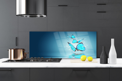 Panel Szklany Błękitne Motyle nad Taflą Wody