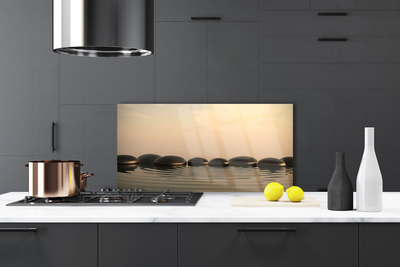 Panel Szklany Refleksy Wody na Kamieniach