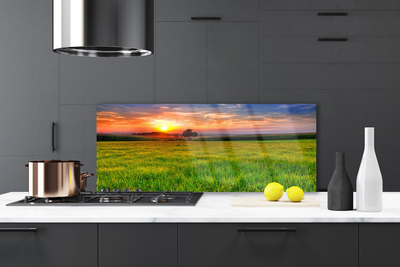 Szkło Ozdobne do Kuchni Słoneczna Polana o Poranku